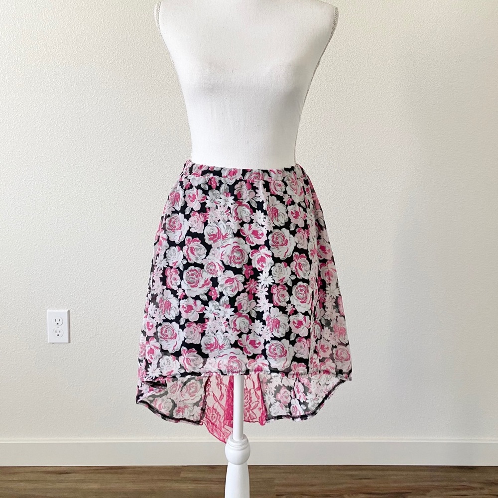 Floral Girl’s Skirt | Floral Pink, Black, White
